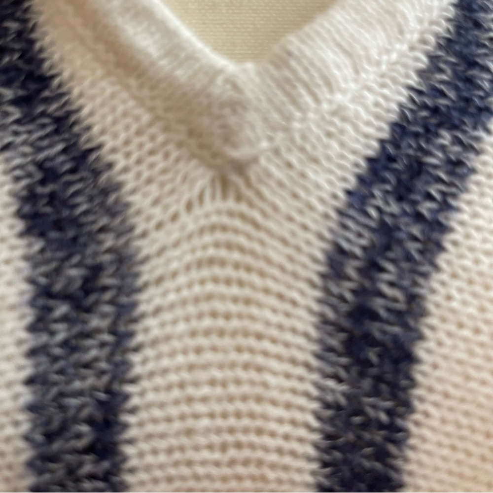 Michael Stars Baja Hoodie Sweater Wht Navy Stripe Kangaroo Pocket Beach Pullover - Picture 11 of 11